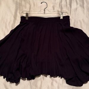 Free People Black Asymmetrical Ruffle Hem Midi Skirt